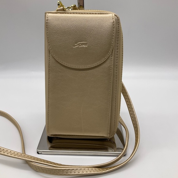 S ZONE METALLIC GOLD CROSSBODY WALLET - Picture 1 of 7